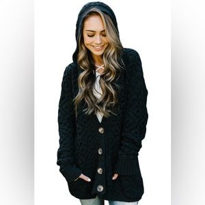 Black knit hooded cardigan ✨💕✨